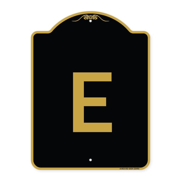 Signmission Designer Series Sign-Sign W/ Letter E, Black & Gold Aluminum Sign, 18" x 24", BG-1824-22956 A-DES-BG-1824-22956 - main
